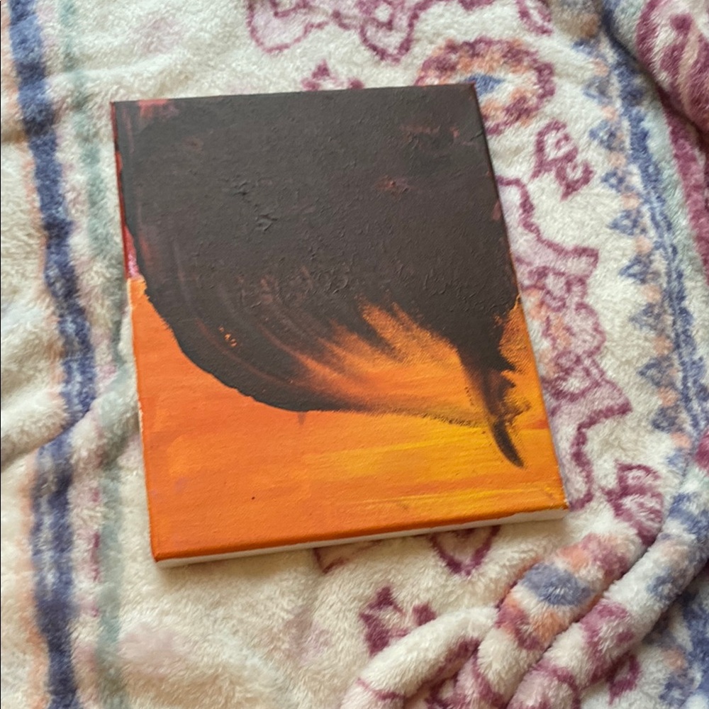 Abstract Orange and Black Canvas Art